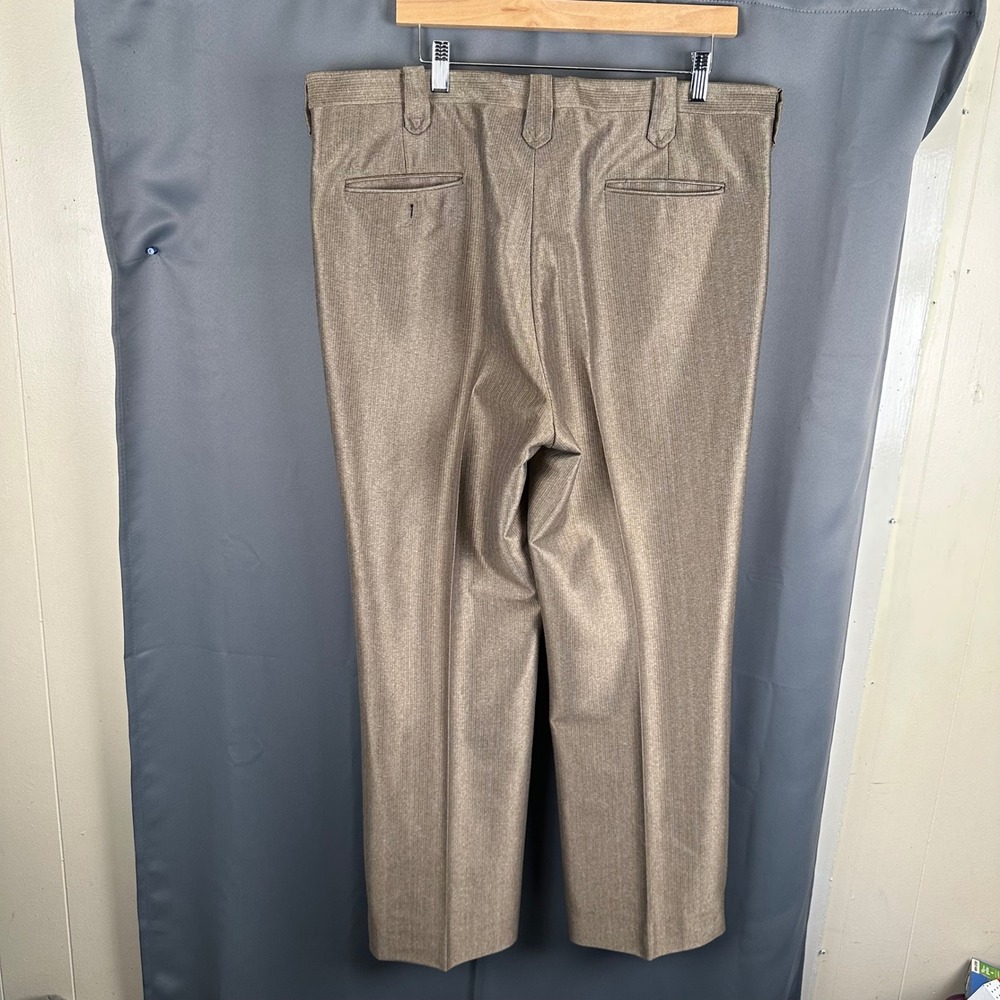Circle S Mens Vintage Western Dress Pants Tan Textured Polyester Knit 40x30 USA - Picture 3 of 9